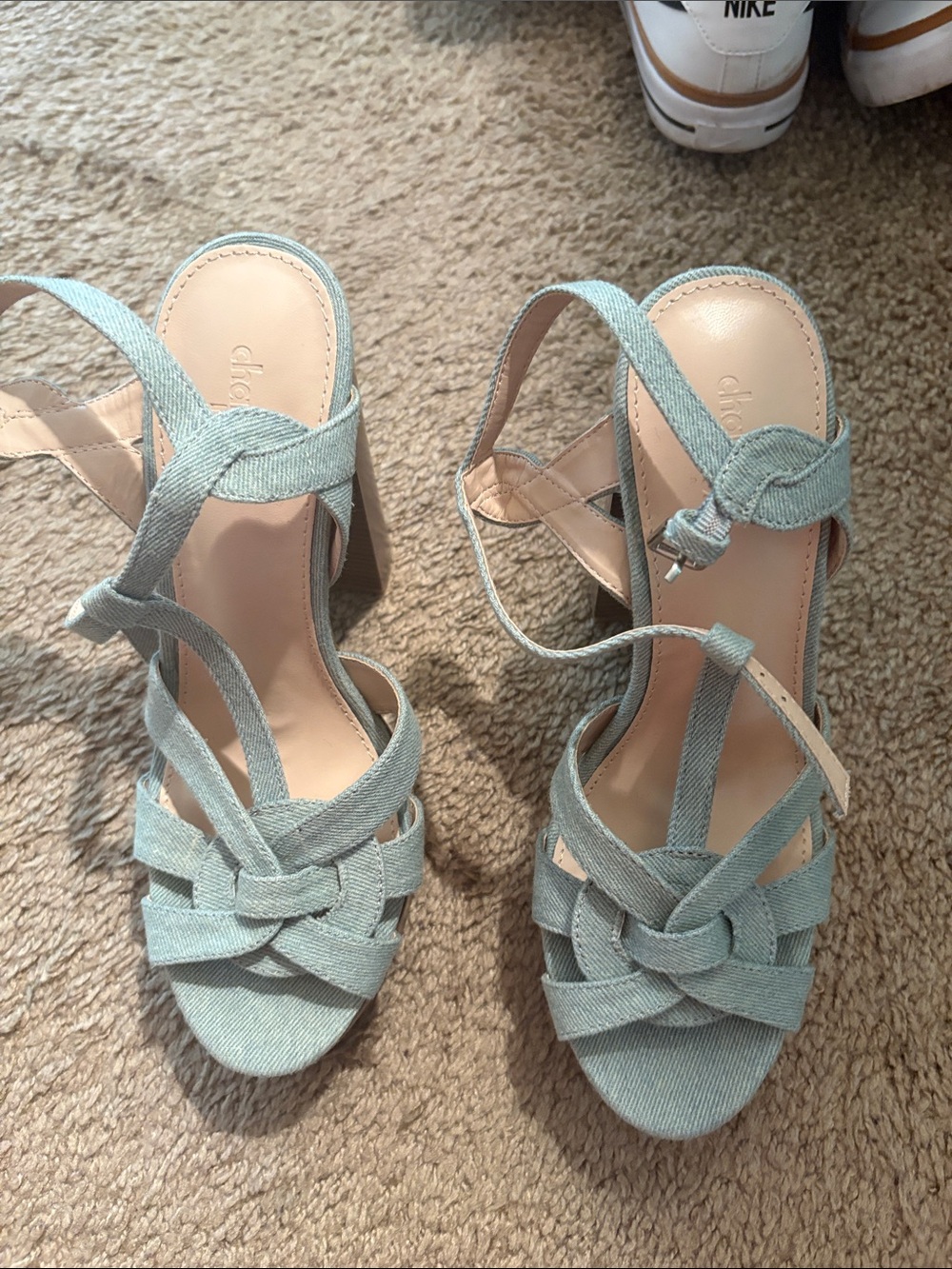 Charlotte Russe Light Blue Woven Strap Heeled Sandals